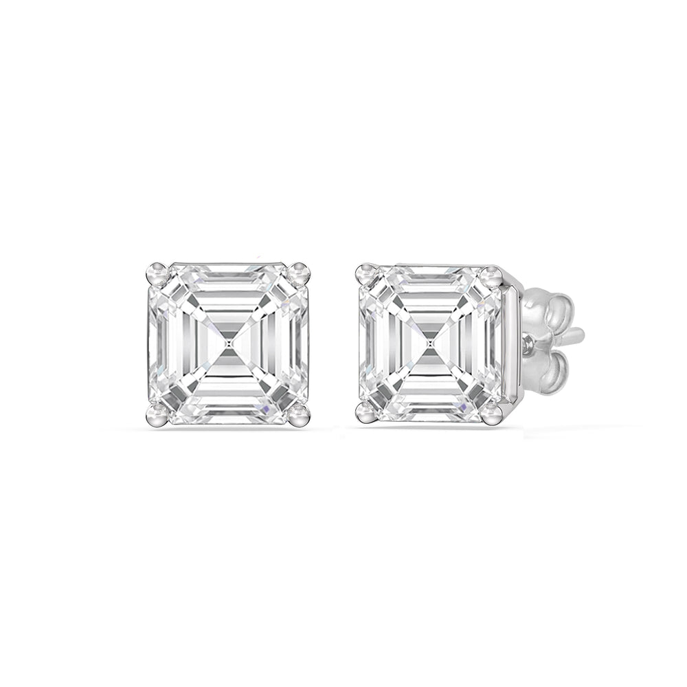 Classic Asscher Stud Earrings with 14KT White Gold / Lab / 1 1/2 Cut Diamond in 14KT White Gold / Lab / 1 1/2 view 1
