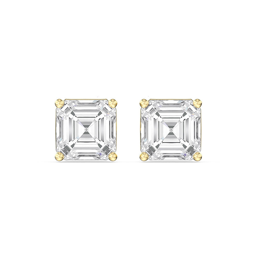 Classic Asscher Stud Earrings with 14KT Yellow Gold / Lab / 1 1/2 Cut Diamond in 14KT Yellow Gold / Lab / 1 1/2 view 4
