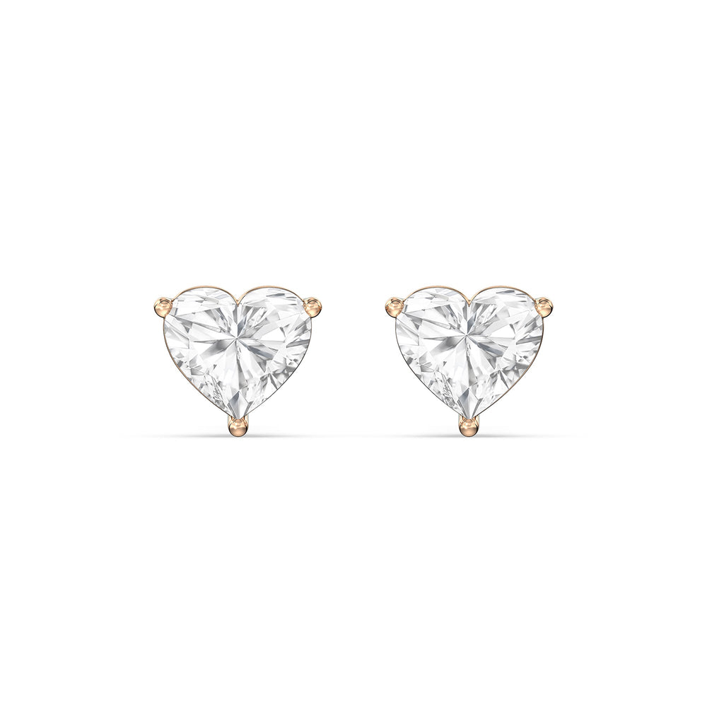 Classic Heart Stud Earrings with 14KT Rose Gold / Lab / 1 Cut Diamond in 14KT Rose Gold / Lab / 1 view 4
