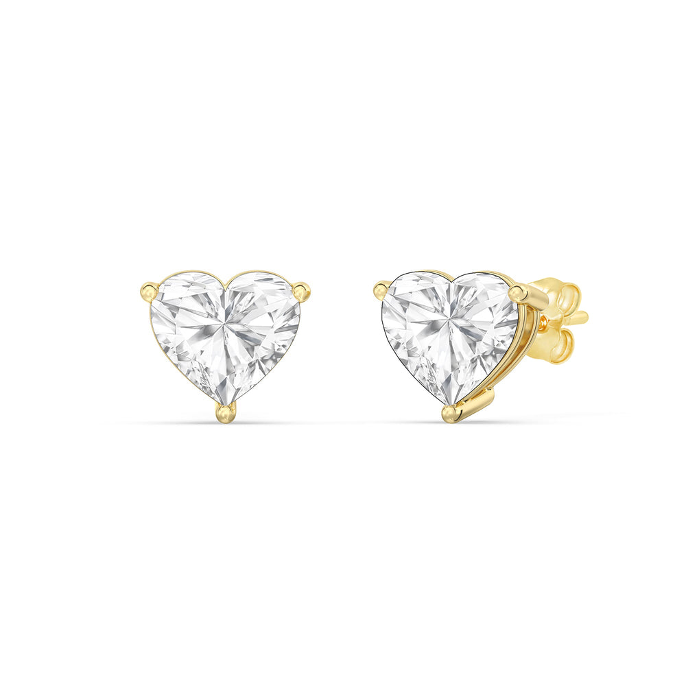 Classic Heart Stud Earrings with 14KT Yellow Gold / Lab / 1 1/2 Cut Diamond in 14KT Yellow Gold / Lab / 1 1/2 view 1
