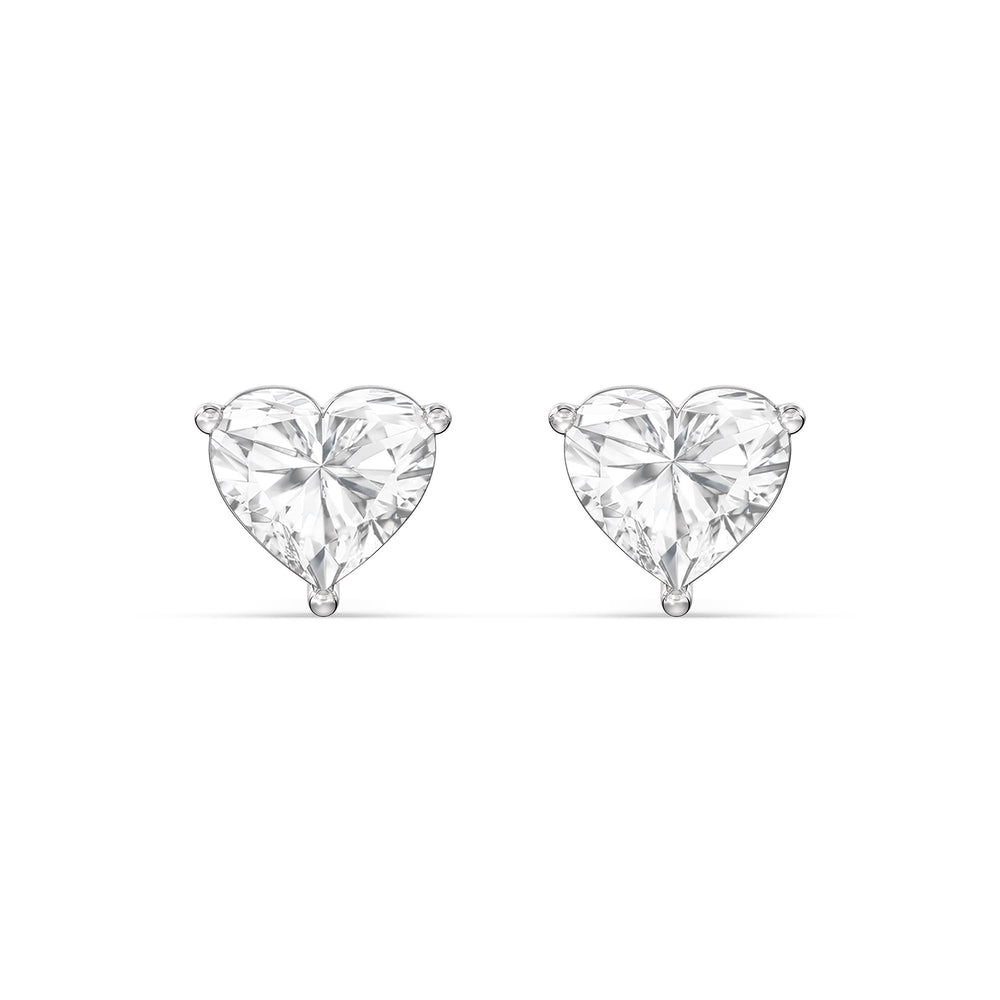 Classic Heart Stud Earrings with 14KT White Gold / Lab / 2 Cut Diamond in 14KT White Gold / Lab / 2 view 4
