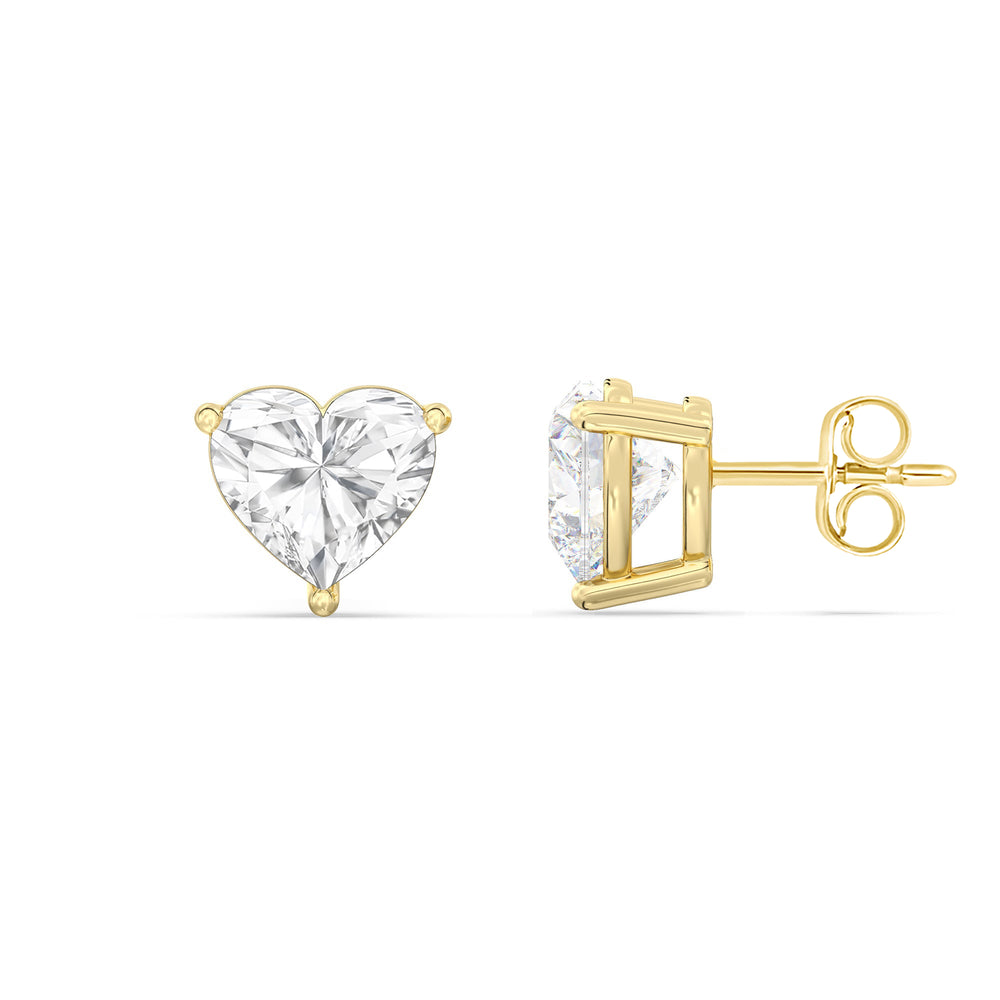 Classic Heart Stud Earrings with 14KT Yellow Gold / Lab / 2 Cut Diamond in 14KT Yellow Gold / Lab / 2 view 5
