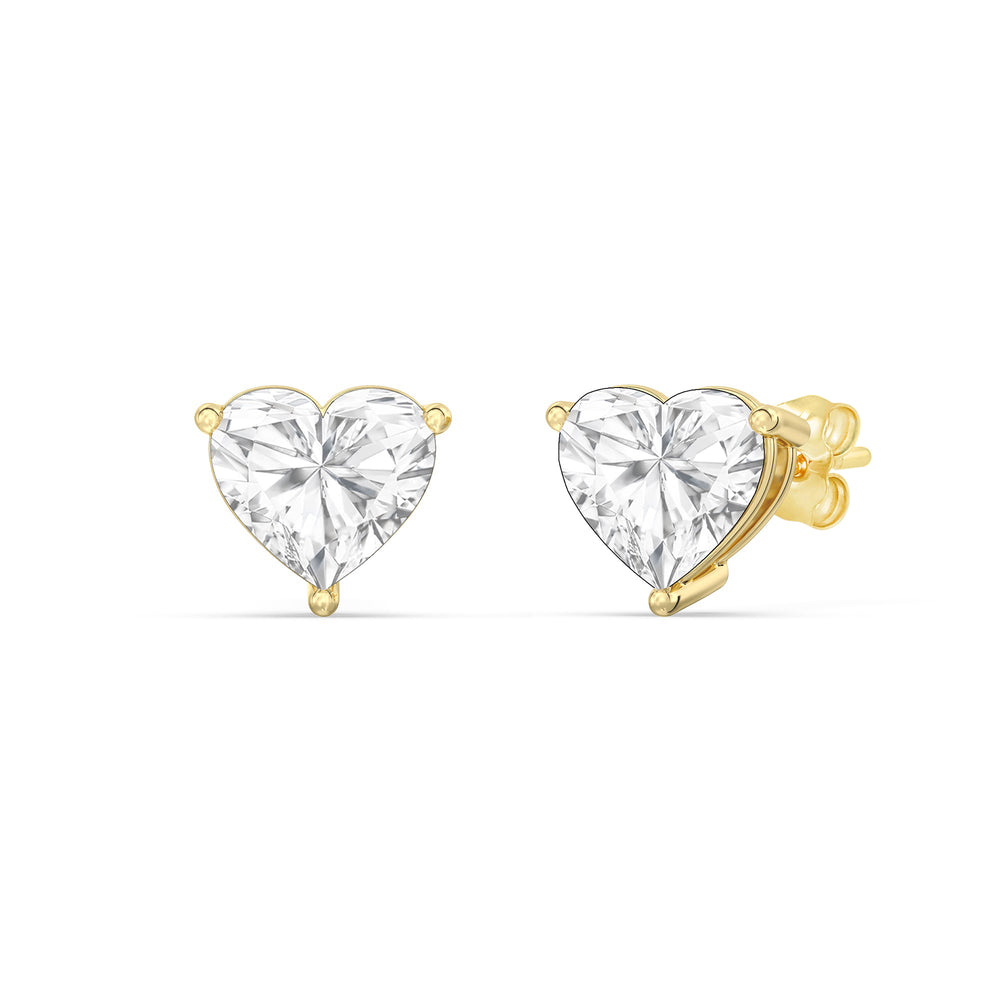 Classic Heart Stud Earrings with 14KT Yellow Gold / Lab / 2 Cut Diamond in 14KT Yellow Gold / Lab / 2 view 1
