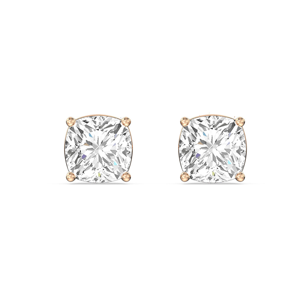 Classic Cushion Stud Earrings with 14KT Rose Gold / Lab / 1 1/2 Cut Diamond in 14KT Rose Gold / Lab / 1 1/2 view 4
