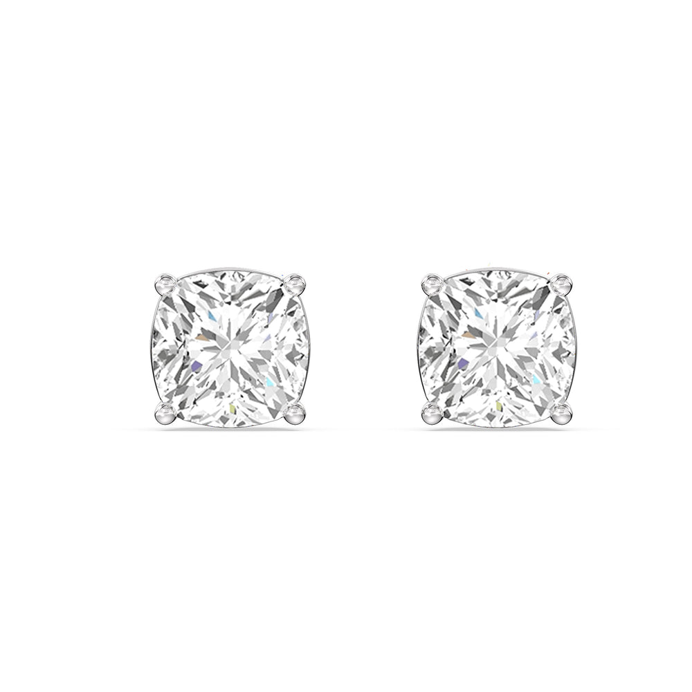 Classic Cushion Stud Earrings with 14KT White Gold / Lab / 1 1/2 Cut Diamond in 14KT White Gold / Lab / 1 1/2 view 4
