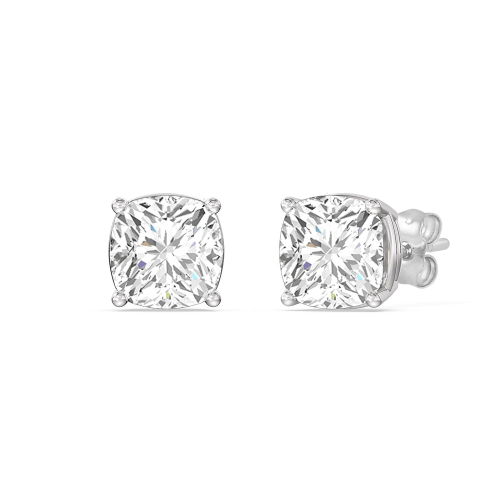Classic Cushion Stud Earrings with 14KT White Gold / Lab / 1 1/2 Cut Diamond in 14KT White Gold / Lab / 1 1/2 view 1
