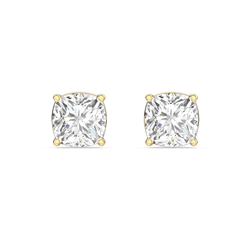 Classic Cushion Stud Earrings with 14KT Yellow Gold / Lab / 1 1/2 Cut Diamond in 14KT Yellow Gold / Lab / 1 1/2 view 4
