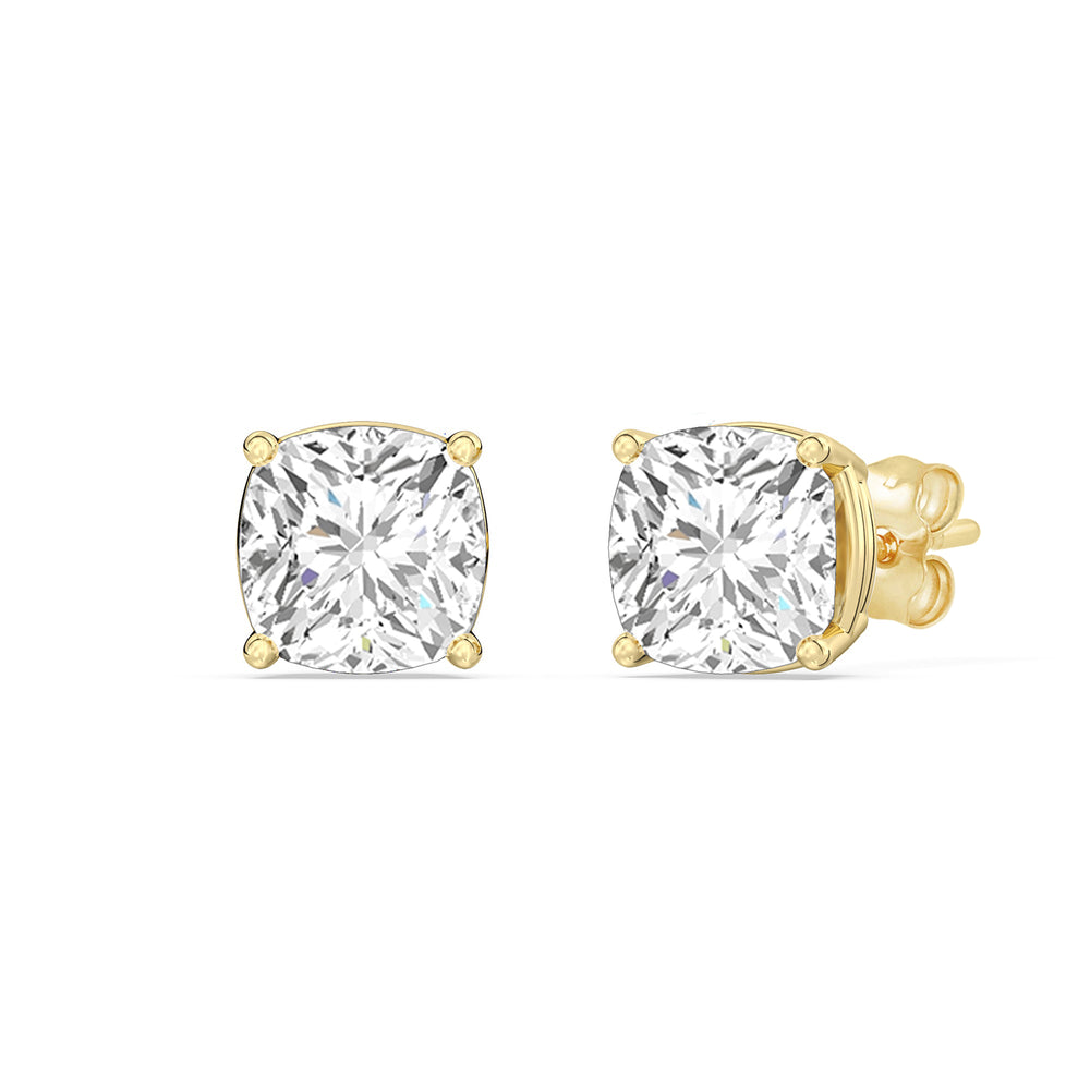 Classic Cushion Stud Earrings with 14KT Yellow Gold / Lab / 1 1/2 Cut Diamond in 14KT Yellow Gold / Lab / 1 1/2 view 1
