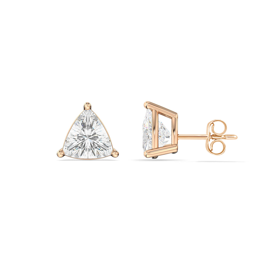 Classic Trillion Stud Earrings with 14KT Rose Gold / Lab / 1 Cut Diamond in 14KT Rose Gold / Lab / 1 view 5
