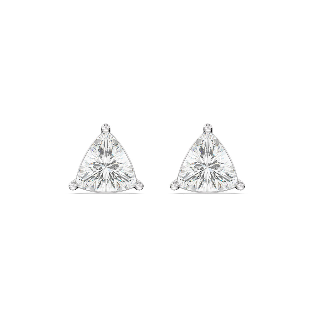 Classic Trillion Stud Earrings with 14KT White Gold / Lab / 1 Cut Diamond in 14KT White Gold / Lab / 1 view 4
