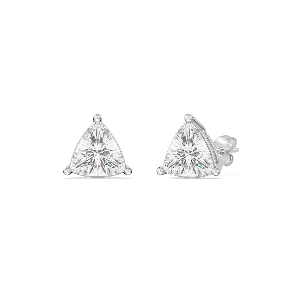 Classic Trillion Stud Earrings with 14KT White Gold / Lab / 1 Cut Diamond in 14KT White Gold / Lab / 1 view 1
