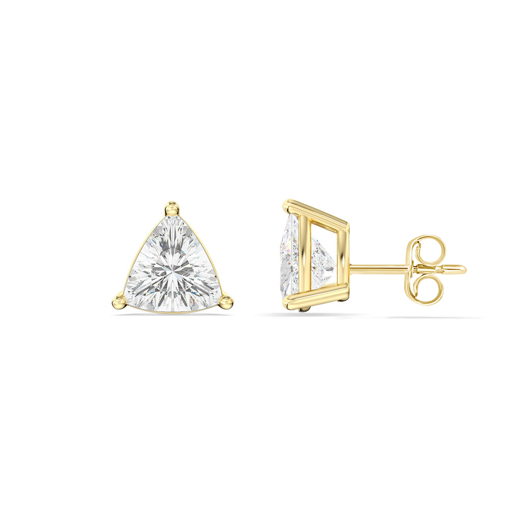 Classic Trillion Stud Earrings with 14KT Yellow Gold / Lab / 1 Cut Diamond in 14KT Yellow Gold / Lab / 1 view 5
