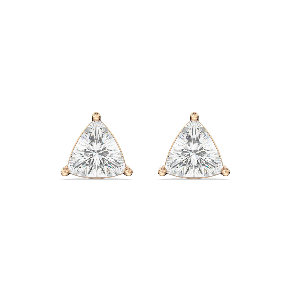 Classic Trillion Stud Earrings with 14KT Rose Gold / Lab / 1 1/2 Cut Diamond in 14KT Rose Gold / Lab / 1 1/2 view 4
