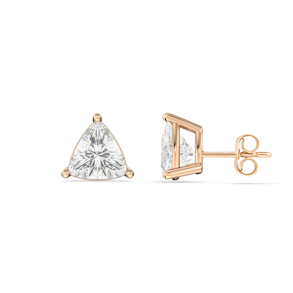 Classic Trillion Stud Earrings with 14KT Rose Gold / Lab / 1 1/2 Cut Diamond in 14KT Rose Gold / Lab / 1 1/2 view 5
