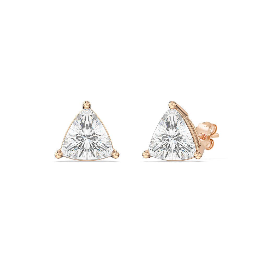 Classic Trillion Stud Earrings with 14KT Rose Gold / Lab / 1 1/2 Cut Diamond in 14KT Rose Gold / Lab / 1 1/2 view 1
