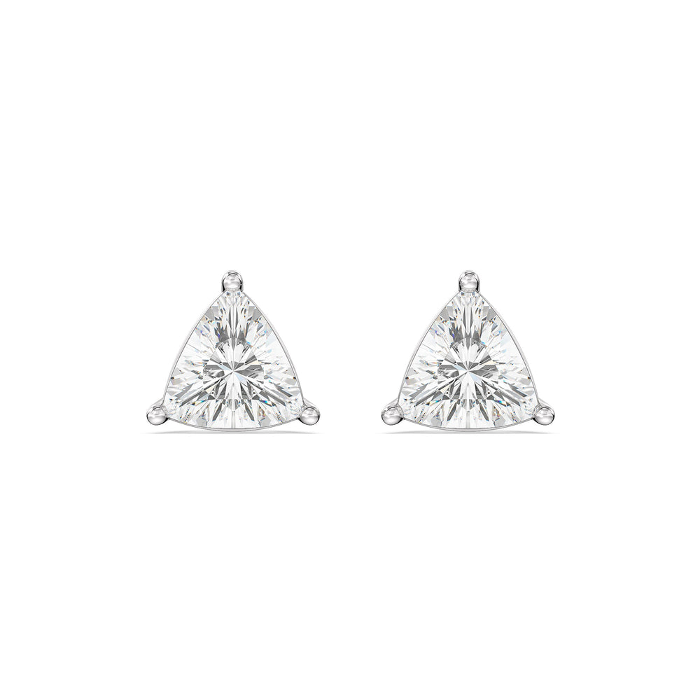 Classic Trillion Stud Earrings with 14KT White Gold / Lab / 1 1/2 Cut Diamond in 14KT White Gold / Lab / 1 1/2 view 4
