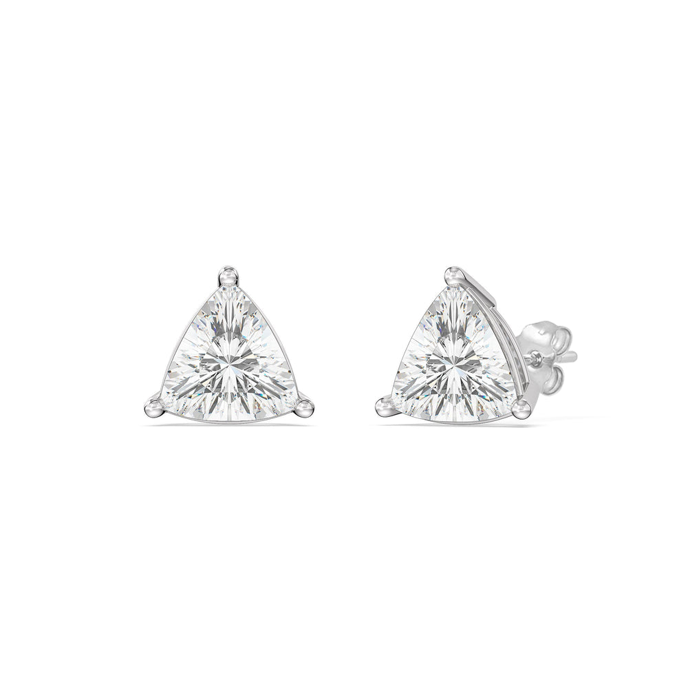 Classic Trillion Stud Earrings with 14KT White Gold / Lab / 1 1/2 Cut Diamond in 14KT White Gold / Lab / 1 1/2 view 1
