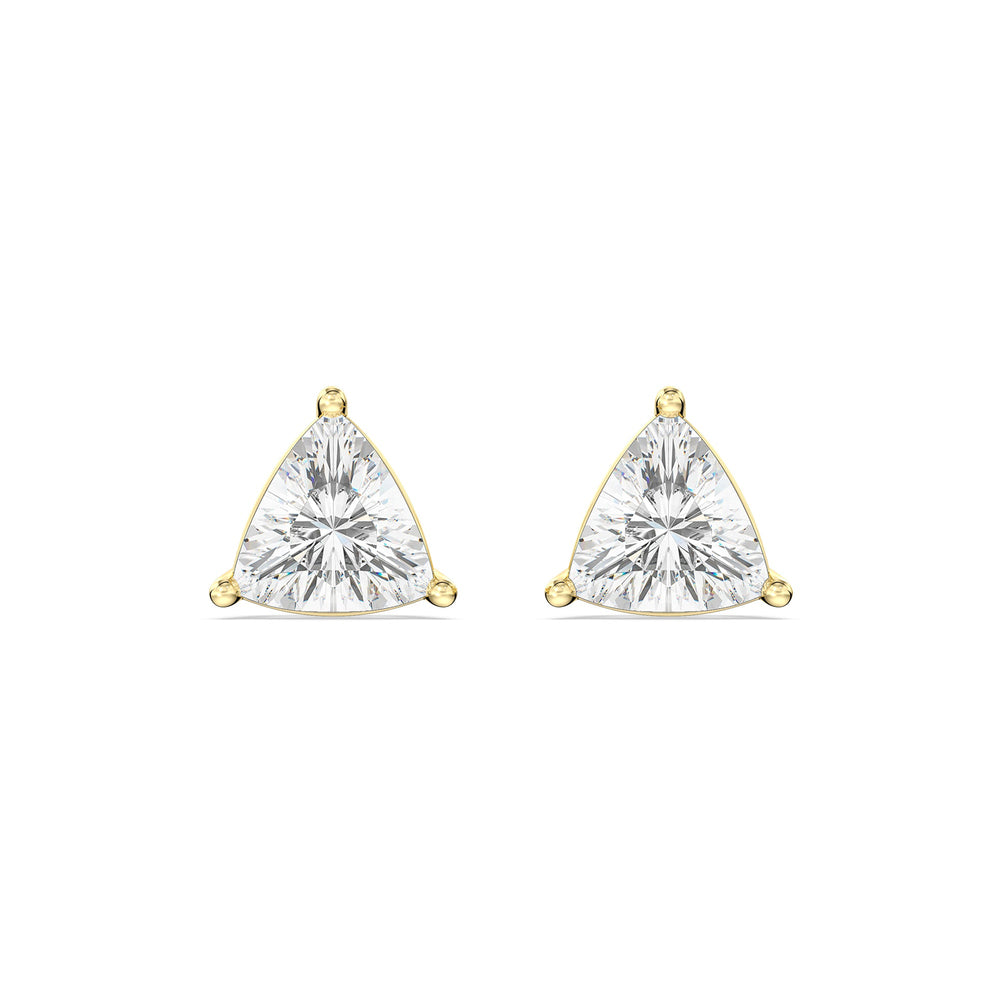 Classic Trillion Stud Earrings with 14KT Yellow Gold / Lab / 1 1/2 Cut Diamond in 14KT Yellow Gold / Lab / 1 1/2 view 4
