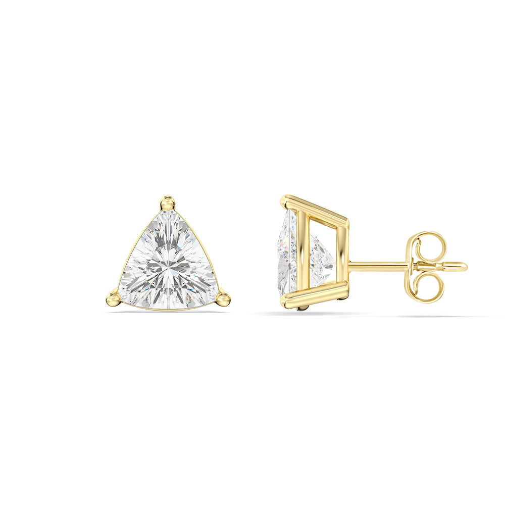 Classic Trillion Stud Earrings with 14KT Yellow Gold / Lab / 1 1/2 Cut Diamond in 14KT Yellow Gold / Lab / 1 1/2 view 5
