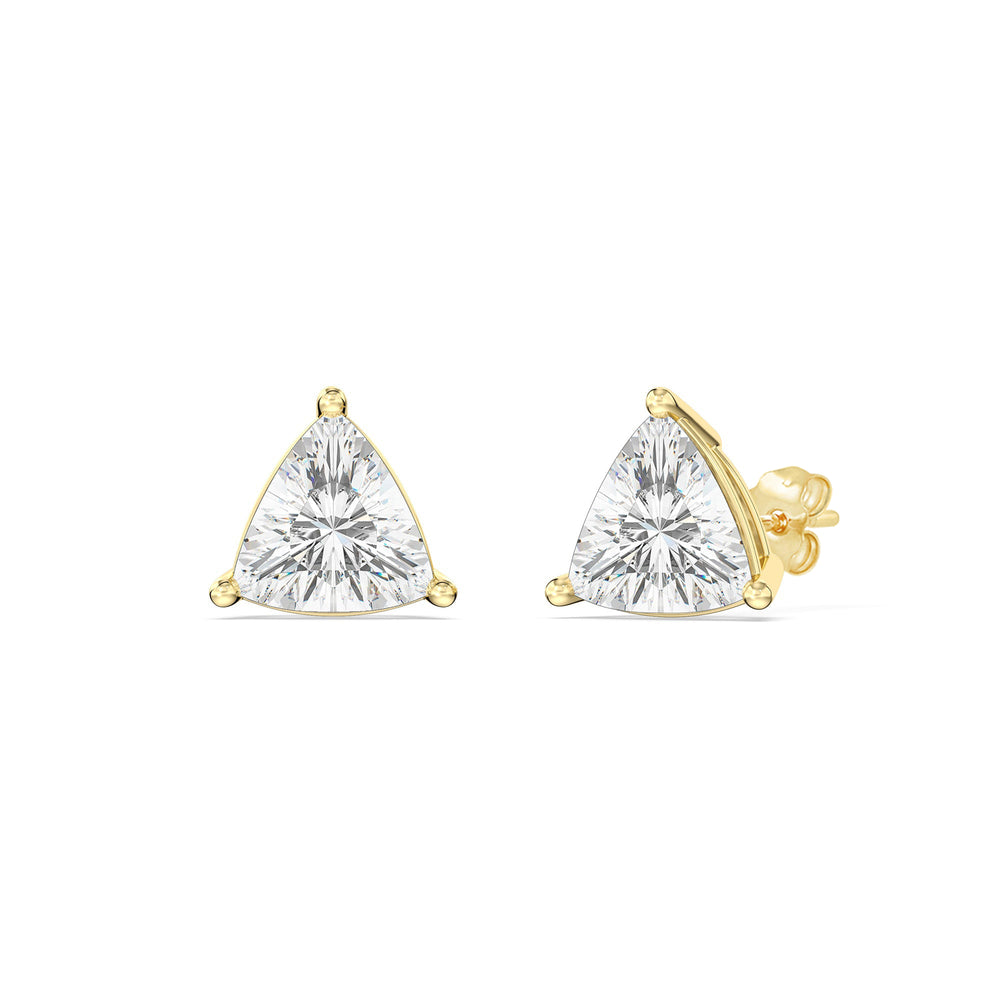 Classic Trillion Stud Earrings with 14KT Yellow Gold / Lab / 1 1/2 Cut Diamond in 14KT Yellow Gold / Lab / 1 1/2 view 1
