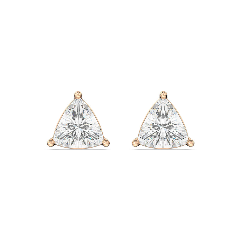 Classic Trillion Stud Earrings with 14KT Rose Gold / Lab / 2 Cut Diamond in 14KT Rose Gold / Lab / 2 view 4
