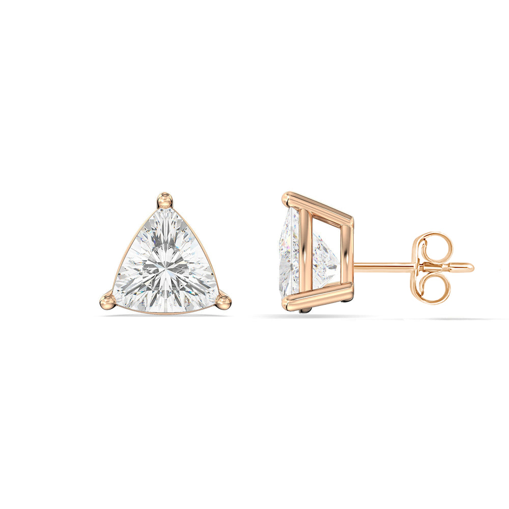 Classic Trillion Stud Earrings with 14KT Rose Gold / Lab / 2 Cut Diamond in 14KT Rose Gold / Lab / 2 view 5
