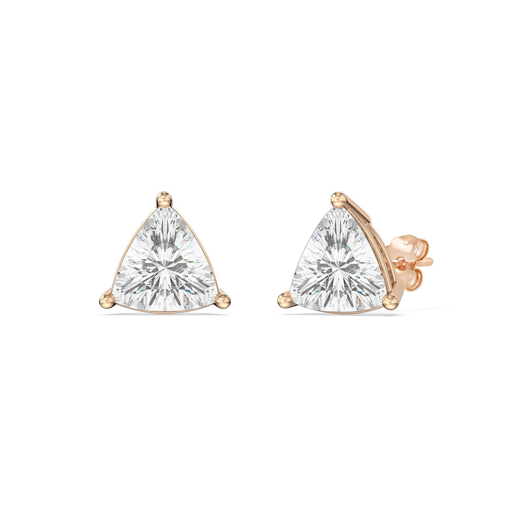 Classic Trillion Stud Earrings with 14KT Rose Gold / Lab / 2 Cut Diamond in 14KT Rose Gold / Lab / 2 view 1
