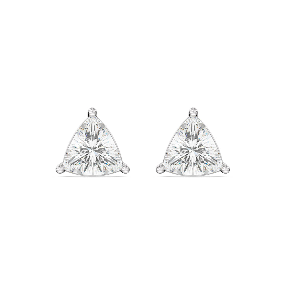 Classic Trillion Stud Earrings with 14KT White Gold / Lab / 2 Cut Diamond in 14KT White Gold / Lab / 2 view 4
