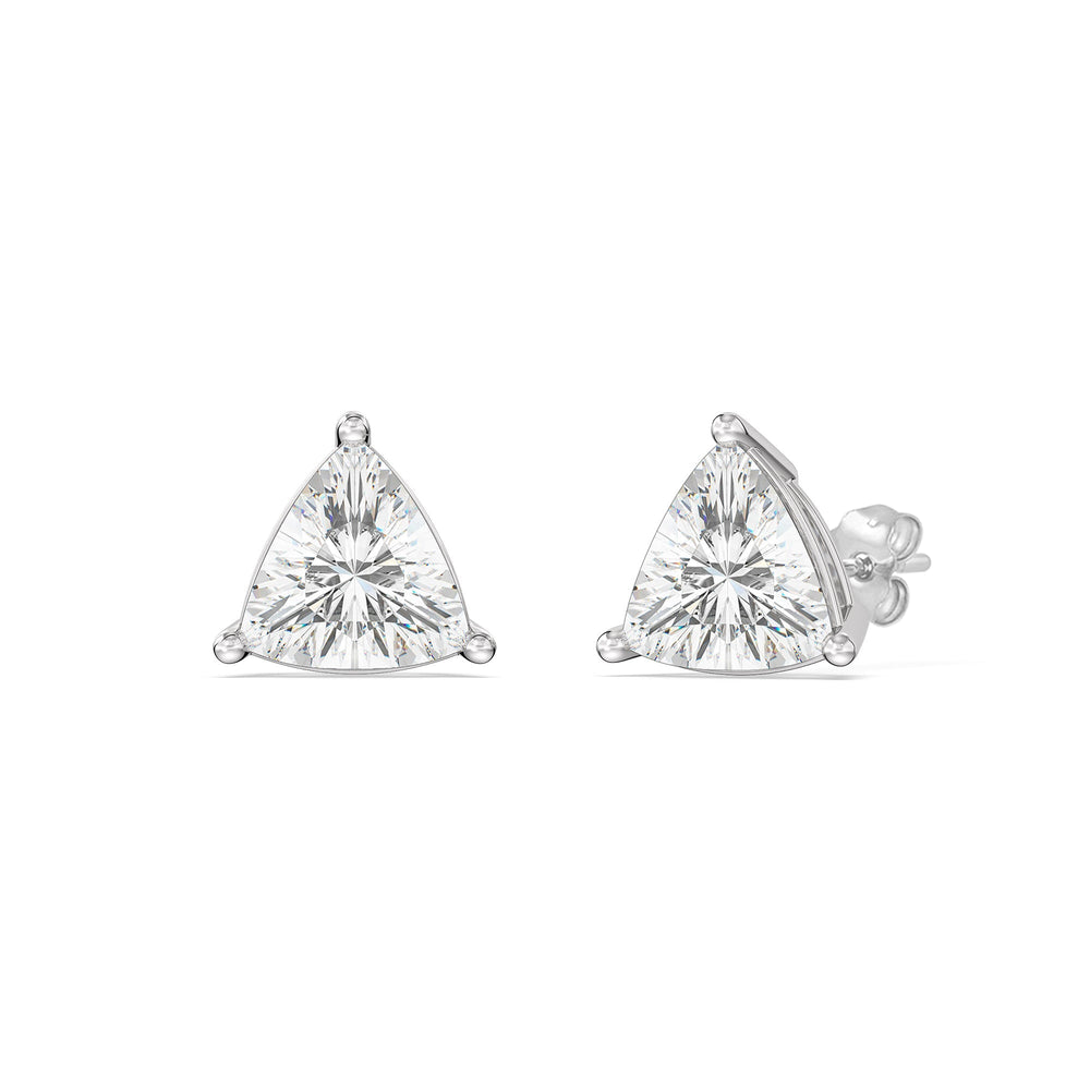 Classic Trillion Stud Earrings with 14KT White Gold / Lab / 2 Cut Diamond in 14KT White Gold / Lab / 2 view 1
