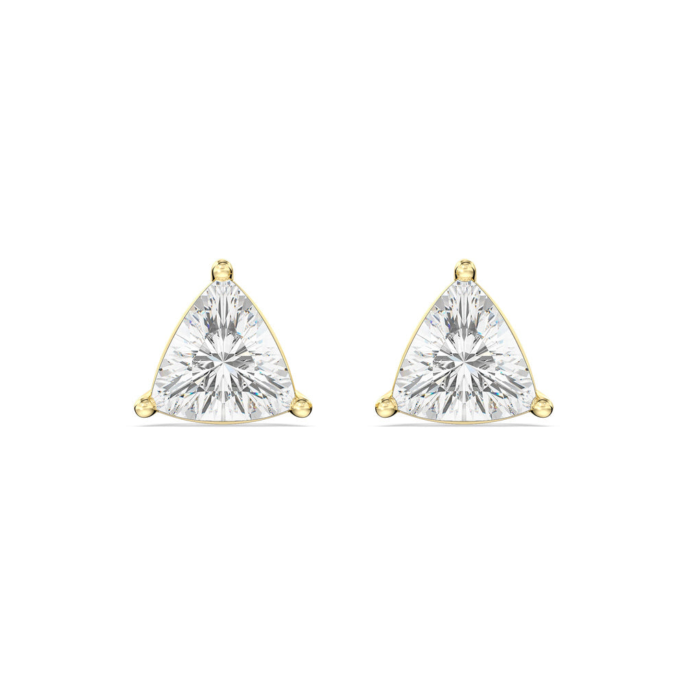 Classic Trillion Stud Earrings with 14KT Yellow Gold / Lab / 2 Cut Diamond in 14KT Yellow Gold / Lab / 2 view 4
