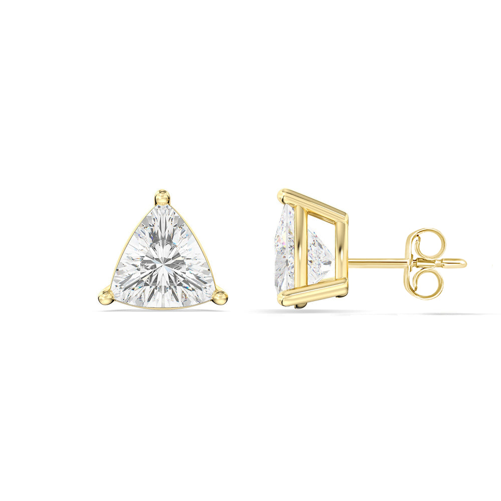 Classic Trillion Stud Earrings with 14KT Yellow Gold / Lab / 2 Cut Diamond in 14KT Yellow Gold / Lab / 2 view 5
