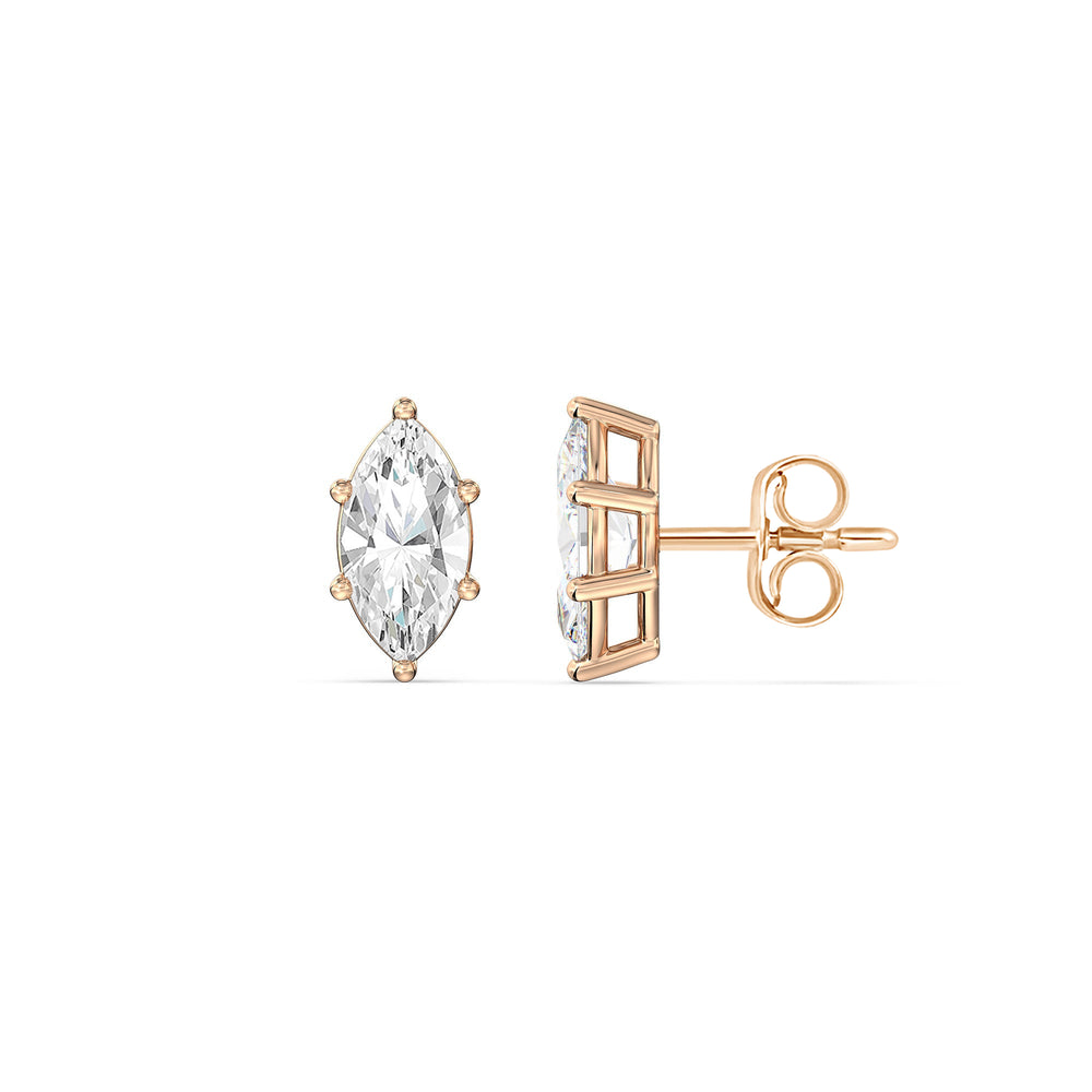 Classic Marquise Stud Earrings with 14KT Rose Gold / Lab / 1 1/2 Cut Diamond in 14KT Rose Gold / Lab / 1 1/2 view 5
