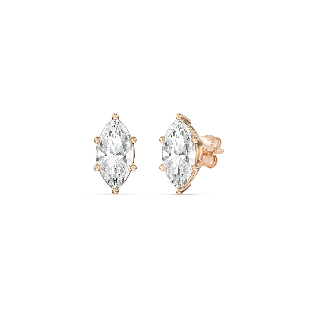 Classic Marquise Stud Earrings with 14KT Rose Gold / Lab / 1 1/2 Cut Diamond in 14KT Rose Gold / Lab / 1 1/2 view 1
