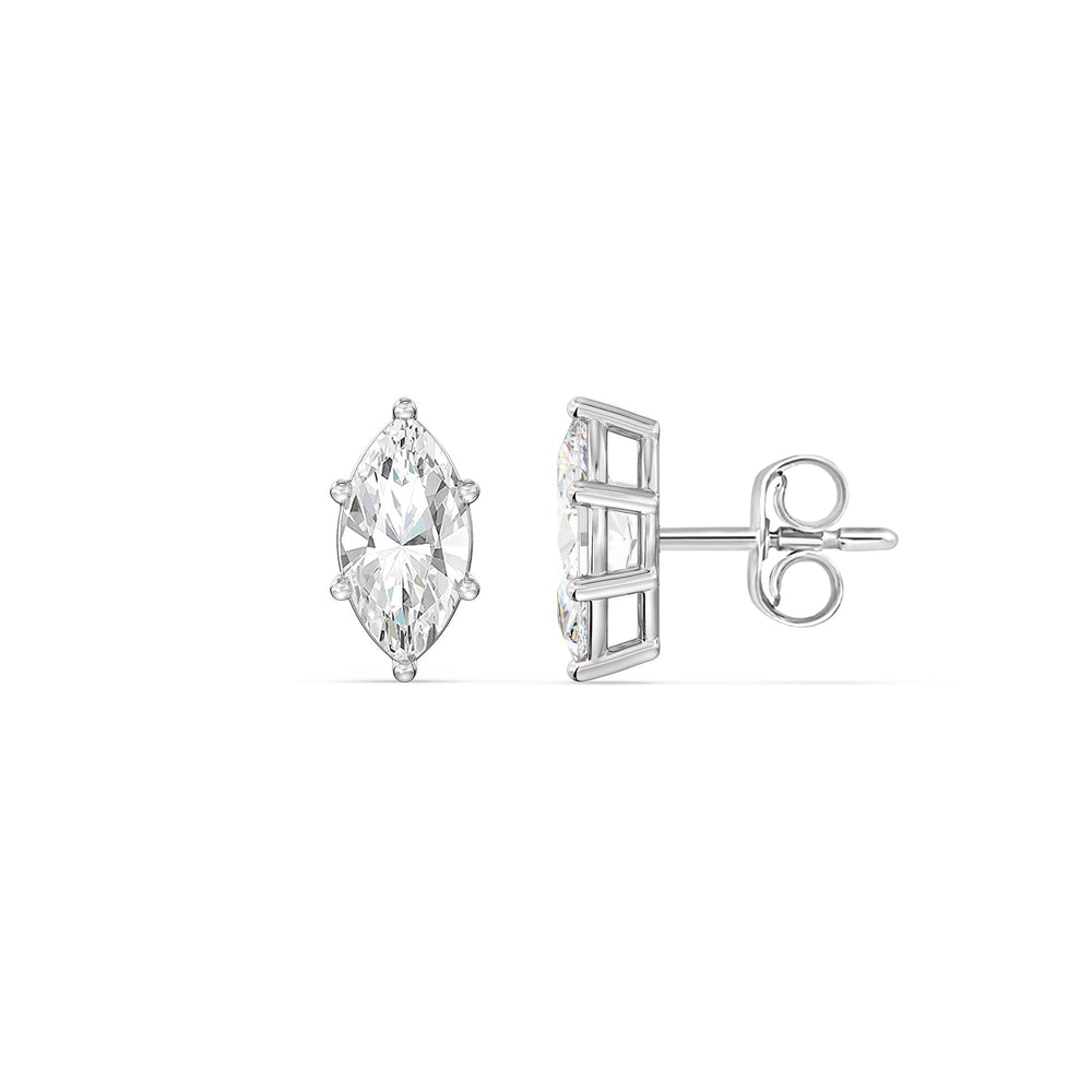 Classic Marquise Stud Earrings with 14KT White Gold / Lab / 1 1/2 Cut Diamond in 14KT White Gold / Lab / 1 1/2 view 5
