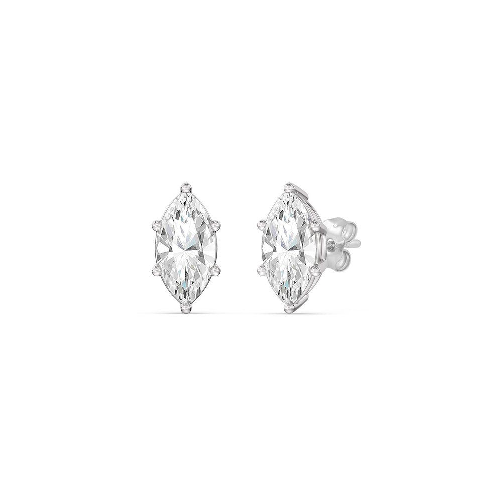 Classic Marquise Stud Earrings with 14KT White Gold / Lab / 1 1/2 Cut Diamond in 14KT White Gold / Lab / 1 1/2 view 1
