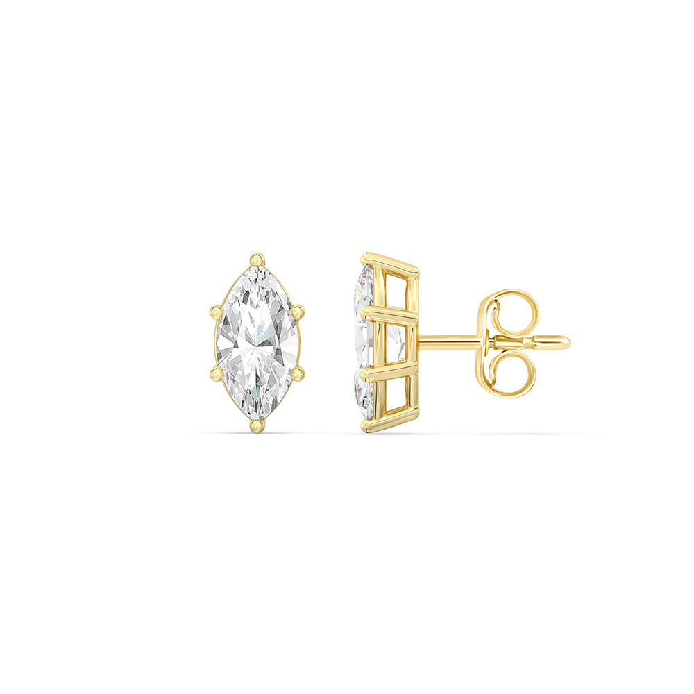 Classic Marquise Stud Earrings with 14KT Yellow Gold / Lab / 1 1/2 Cut Diamond in 14KT Yellow Gold / Lab / 1 1/2 view 5
