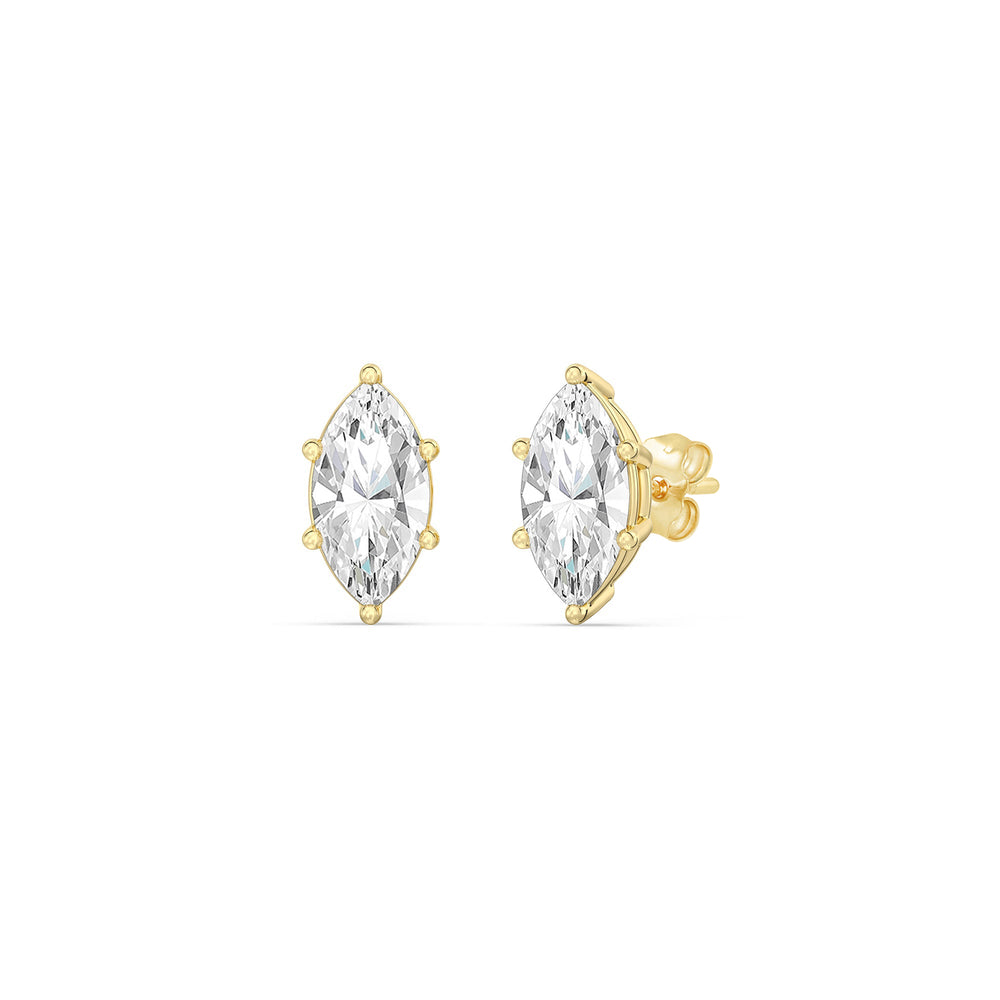 Classic Marquise Stud Earrings with 14KT Yellow Gold / Lab / 1 1/2 Cut Diamond in 14KT Yellow Gold / Lab / 1 1/2 view 1
