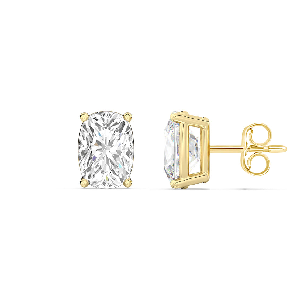 Classic Elongated Cushion Stud Earrings with 14KT Yellow Gold / Lab / 1 1/2 Cut Diamond in 14KT Yellow Gold / Lab / 1 1/2 view 5
