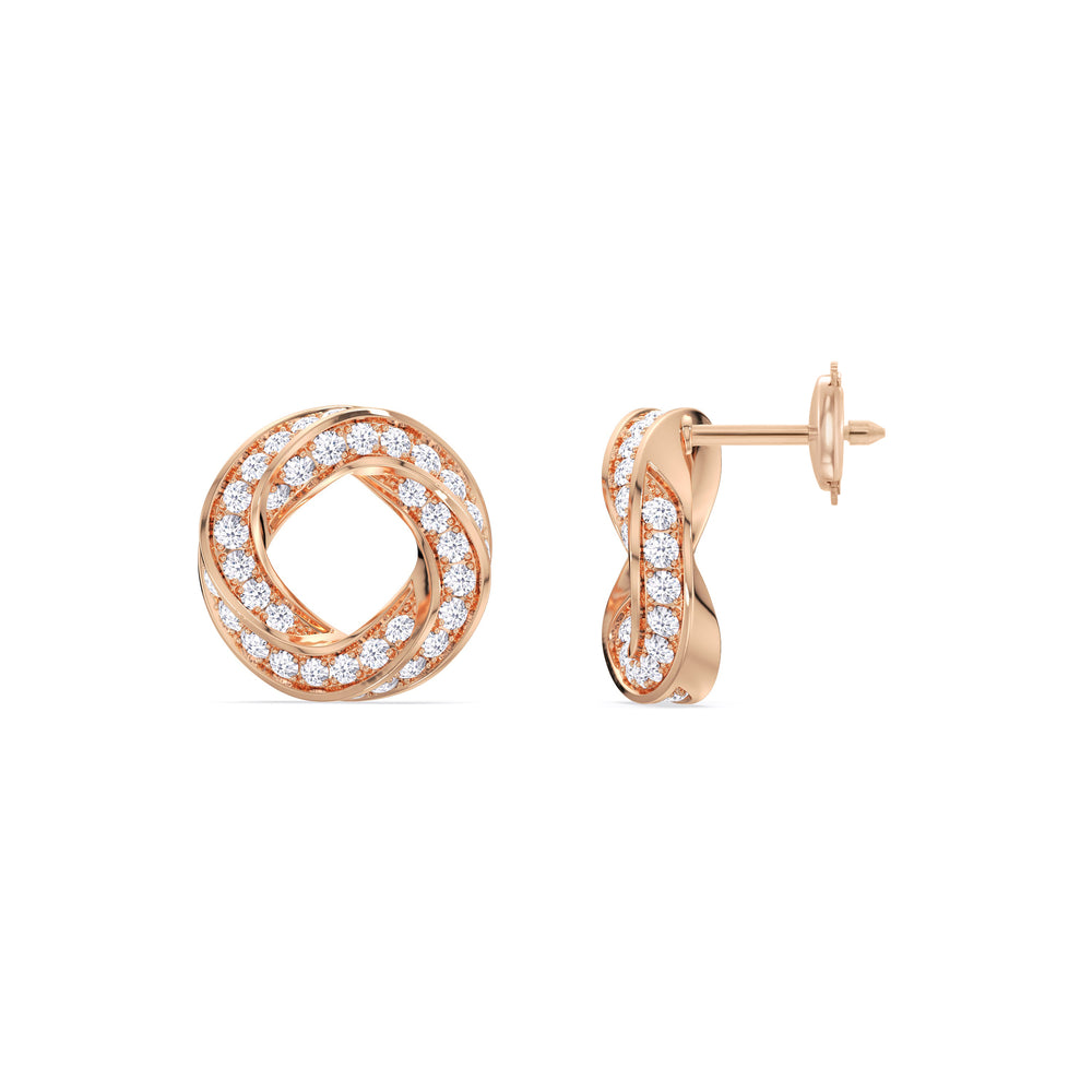 The Bond Studs with 18KT Rose Gold / Lab / 3/4 Cut Diamond in 14KT Rose Gold / Lab / 3/4 view 6
