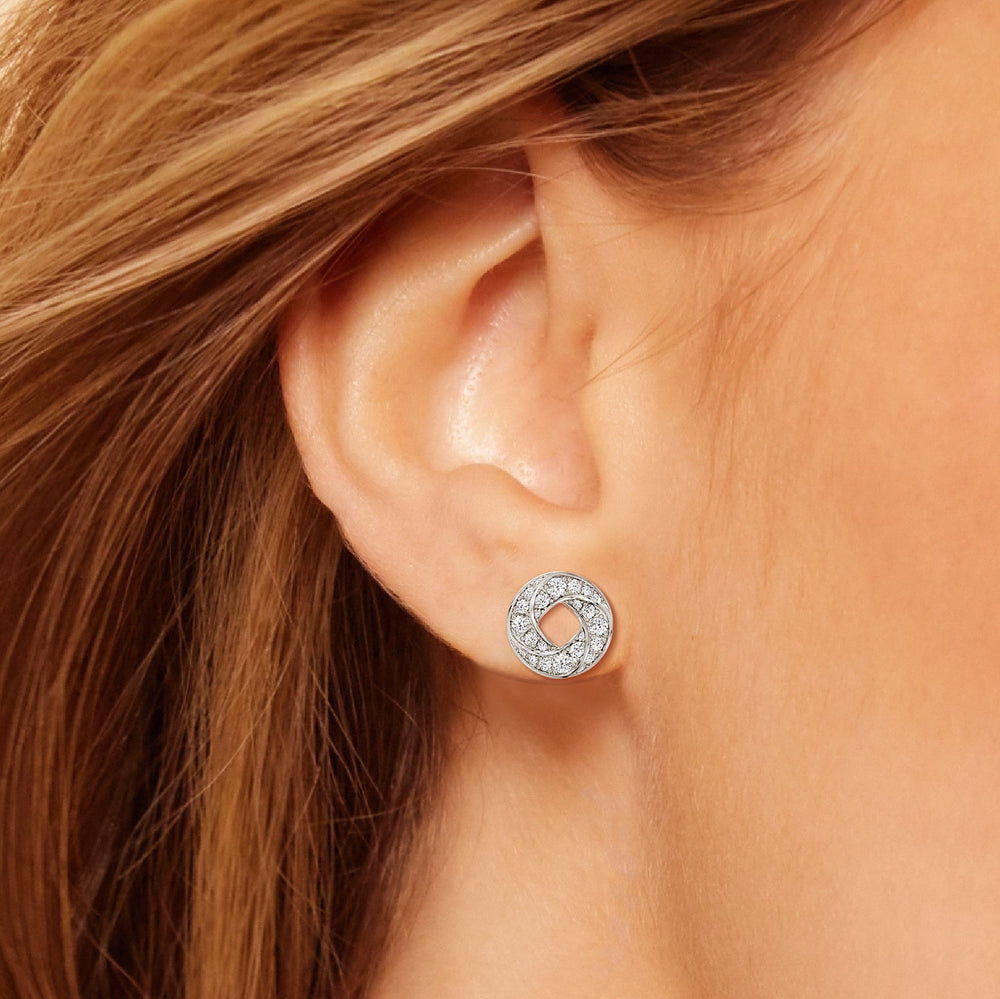 The Bond Studs with Platinum / Lab / 3/4 Cut Diamond in 14KT Platinum / Lab / 3/4 view 4
