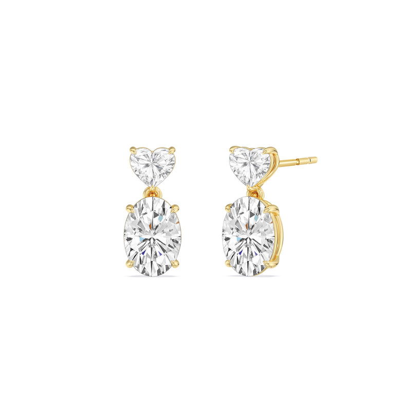 Elegance Heart and Oval Drop Studs