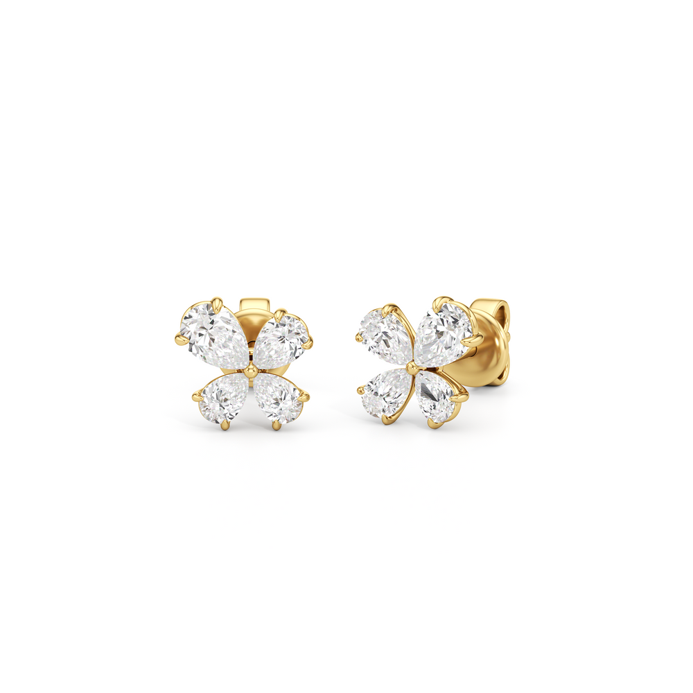 Clover Studs with 14KT Yellow Gold / Lab / 3/4 Cut Diamond in 14KT Yellow Gold / Lab / 3/4 view 2
