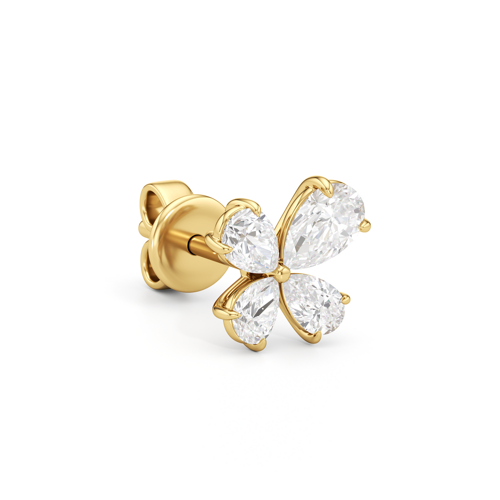 Clover Studs with 14KT Yellow Gold / Lab / 3/4 Cut Diamond in 14KT Yellow Gold / Lab / 3/4 view 5
