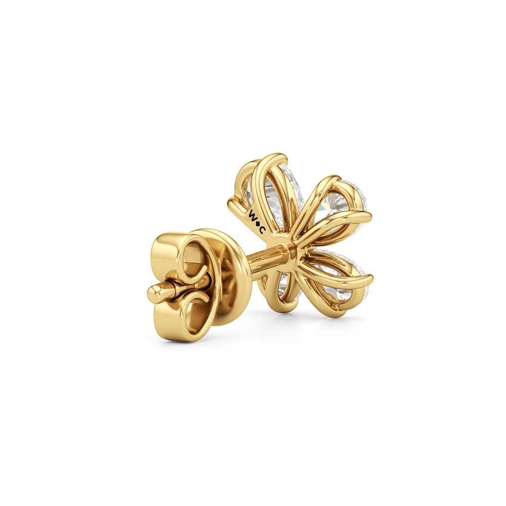 Clover Studs with 14KT Yellow Gold / Lab / 3/4 Cut Diamond in 14KT Yellow Gold / Lab / 3/4 view 6
