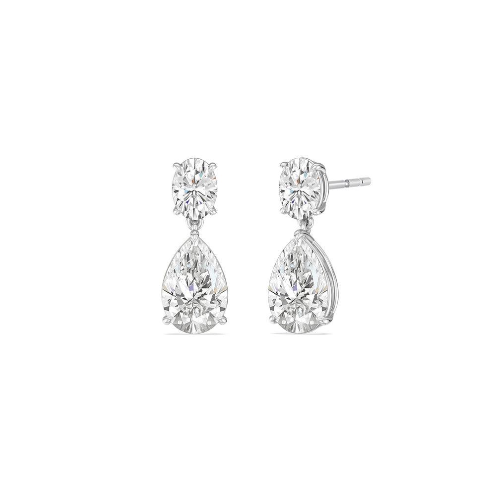 Elegance Oval and Pear Drop Studs with 18KT White Gold / Lab / 4 Cut Diamond in 14KT White Gold / Lab / 4 view 1
