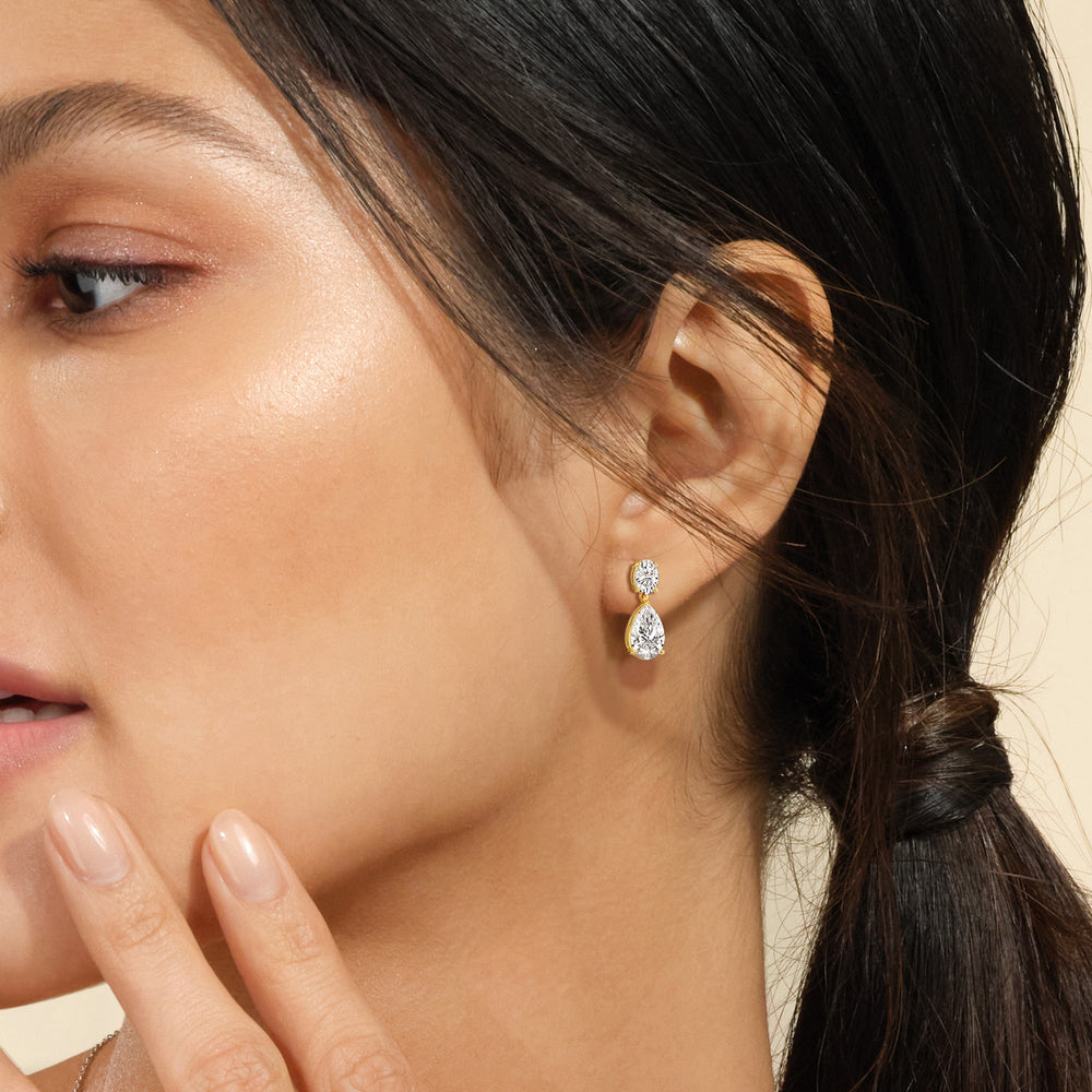 Elegance Oval and Pear Drop Studs with 18KT Rose Gold / Lab / 4 Cut Diamond in 14KT Rose Gold / Lab / 4 view 4
