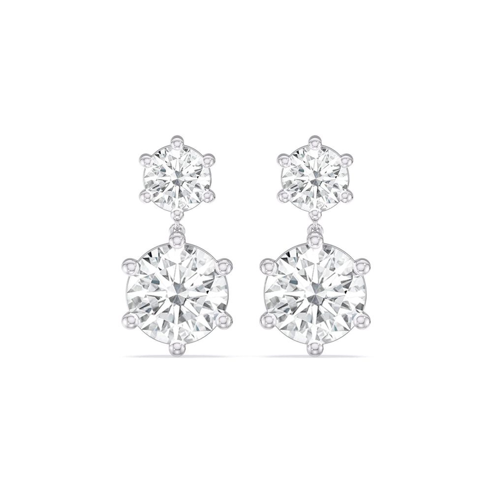 Diamond Duo Stud Earrings with 18KT White Gold / Lab / 4 Cut Diamond in 14KT White Gold / Lab / 4 view 4
