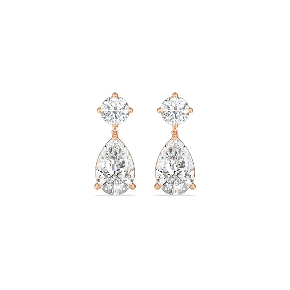 Elegance Pear Drop Earrings with 18KT Rose Gold / Lab / 4 Cut Diamond in 14KT Rose Gold / Lab / 4 view 2
