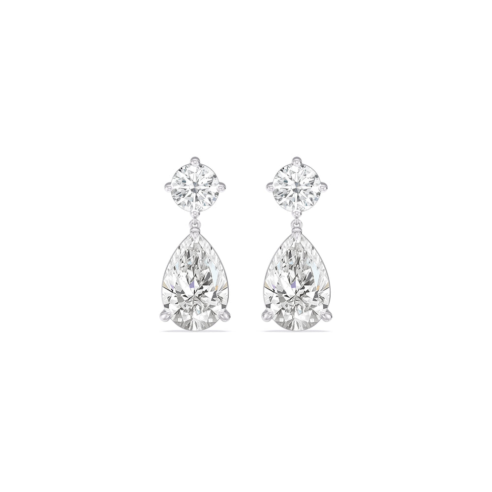 Elegance Pear Drop Earrings with 18KT White Gold / Lab / 4 Cut Diamond in 14KT White Gold / Lab / 4 view 2
