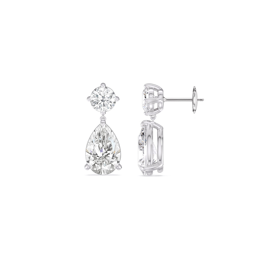 Elegance Pear Drop Earrings with 18KT White Gold / Lab / 4 Cut Diamond in 14KT White Gold / Lab / 4 view 3
